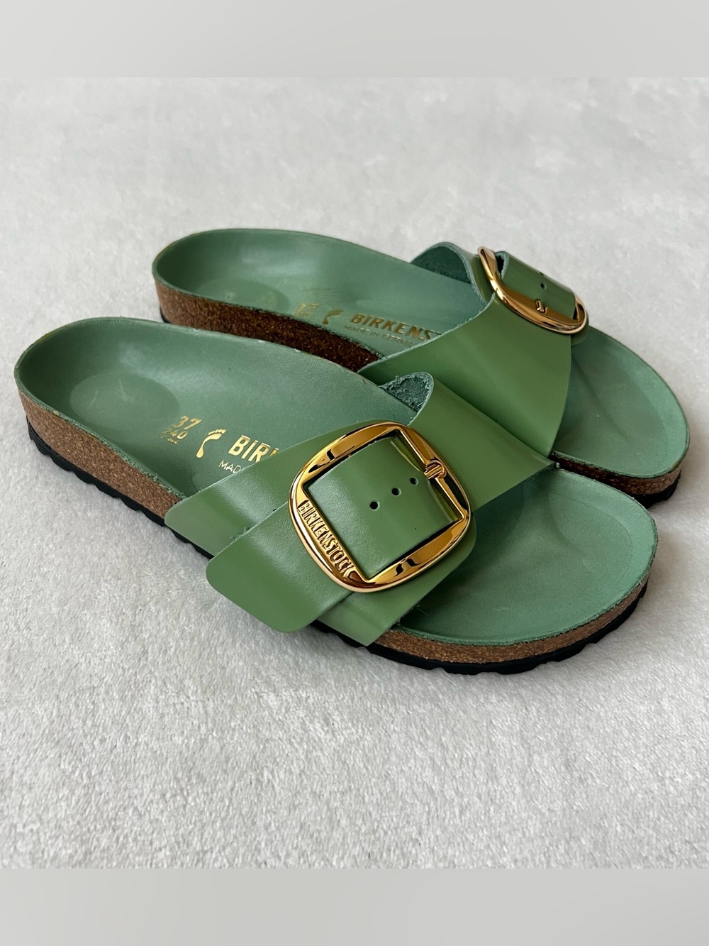 Birkenstock Madrid Big Buckle Natural Leather Patent